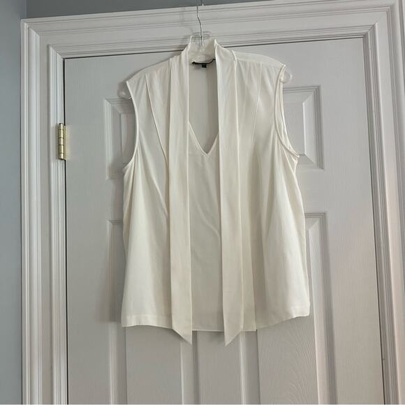 St. John Bow-tie Silk Sleeveless Blouse Shirt Top Quiet Luxury Designer LARGE - Picture 3 of 12